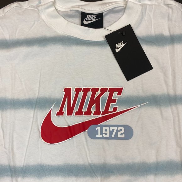 Women's Nike Essentials Tie-Dye Striped Logo T-Shirt Dress - White - L - Picture 2 of 3